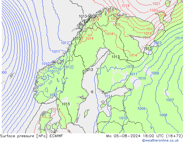 地面气压 ECMWF 星期一 05.08.2024 18 UTC