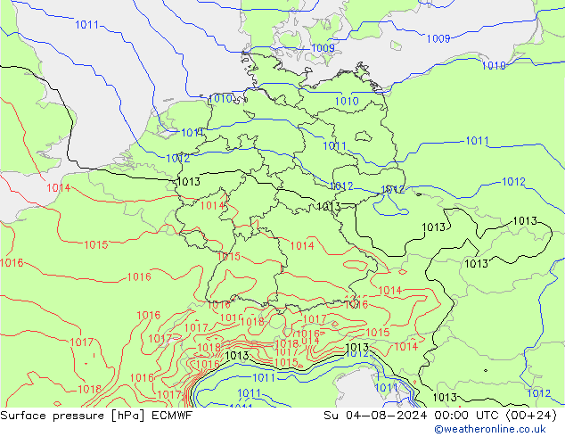 Luchtdruk (Grond) ECMWF zo 04.08.2024 00 UTC