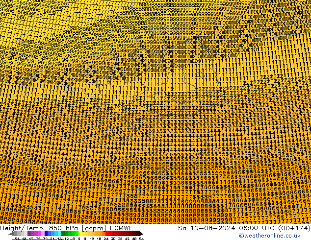 Hoogte/Temp. 850 hPa ECMWF za 10.08.2024 06 UTC