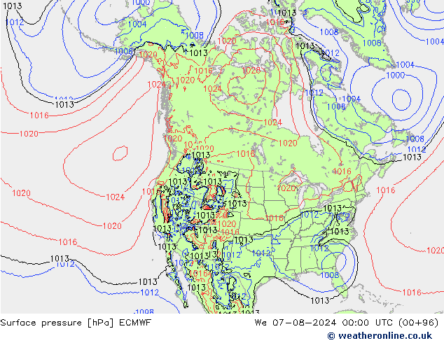 Luchtdruk (Grond) ECMWF wo 07.08.2024 00 UTC