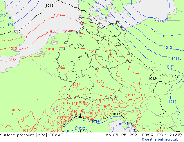 Luchtdruk (Grond) ECMWF ma 05.08.2024 00 UTC