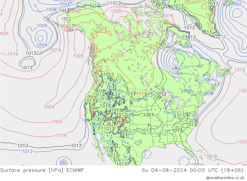 Luchtdruk (Grond) ECMWF zo 04.08.2024 00 UTC