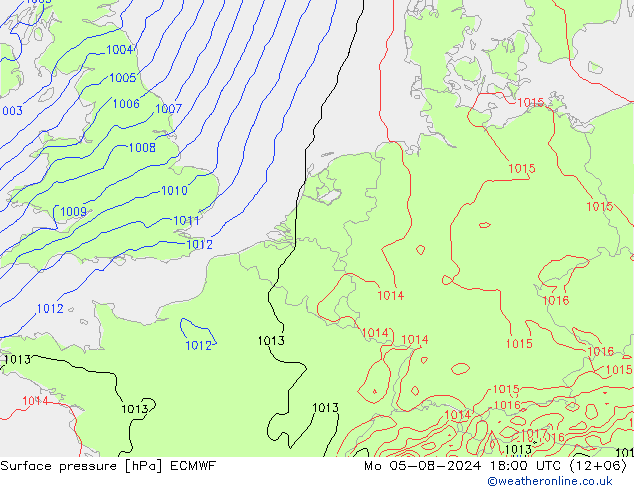 Luchtdruk (Grond) ECMWF ma 05.08.2024 18 UTC