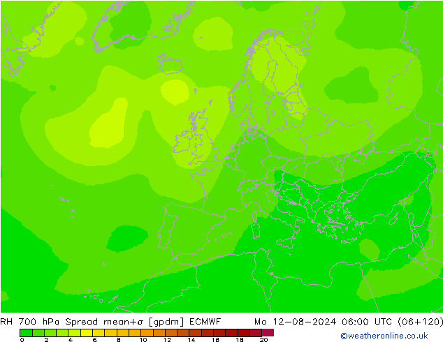 RV 700 hPa Spread ECMWF ma 12.08.2024 06 UTC