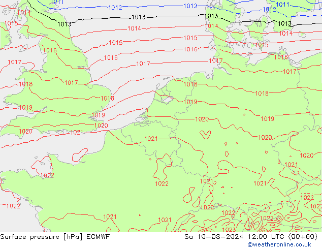 Luchtdruk (Grond) ECMWF za 10.08.2024 12 UTC