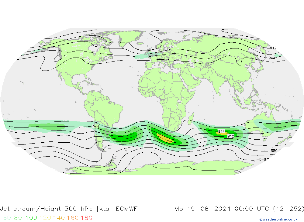 高速氣流 ECMWF 星期一 19.08.2024 00 UTC