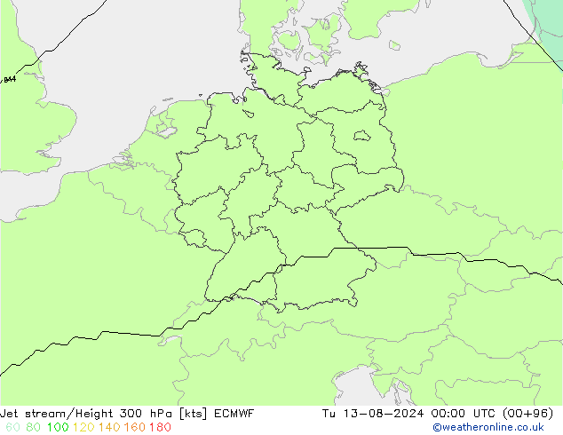 高速氣流 ECMWF 星期二 13.08.2024 00 UTC