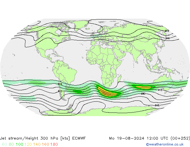 高速氣流 ECMWF 星期一 19.08.2024 12 UTC