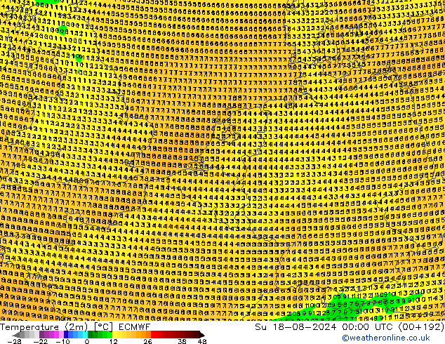 温度图 ECMWF 星期日 18.08.2024 00 UTC