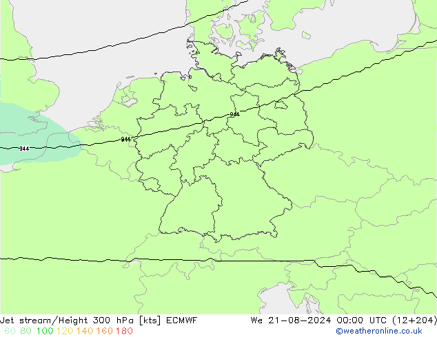 Straalstroom ECMWF wo 21.08.2024 00 UTC