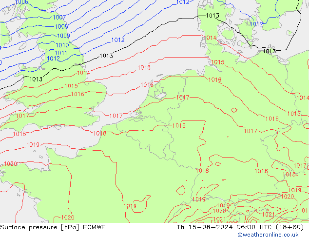 Luchtdruk (Grond) ECMWF do 15.08.2024 06 UTC