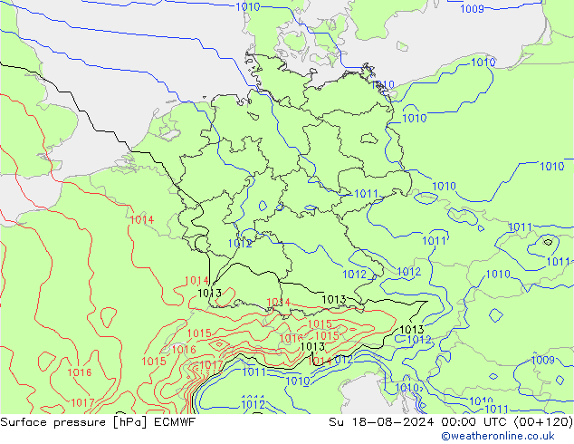 Luchtdruk (Grond) ECMWF zo 18.08.2024 00 UTC