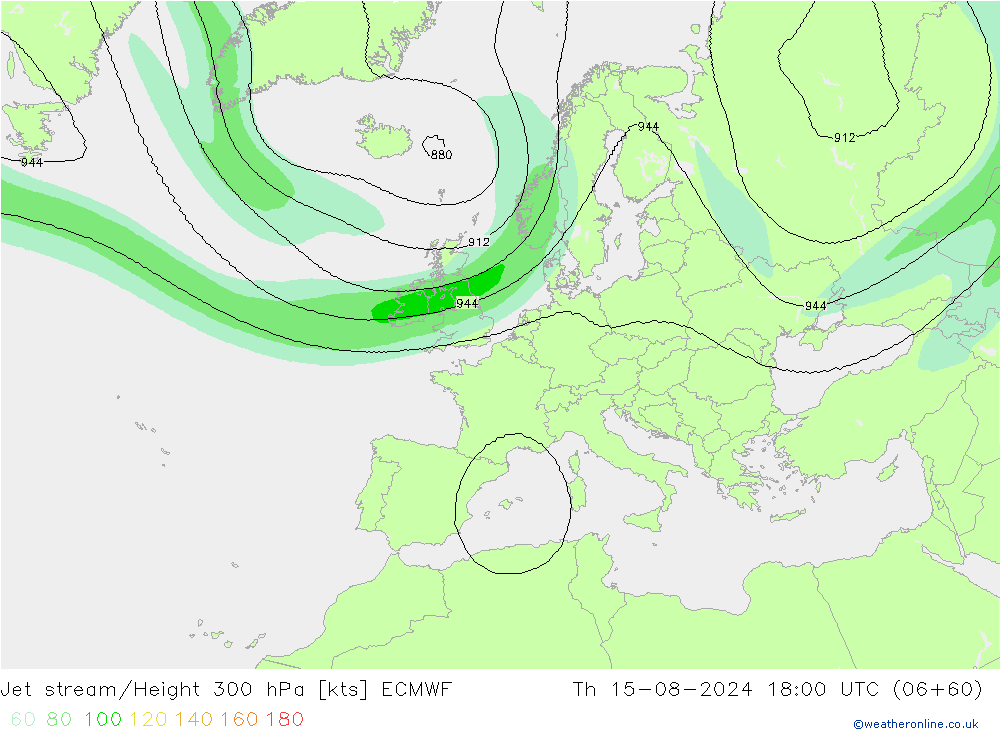 Straalstroom ECMWF do 15.08.2024 18 UTC