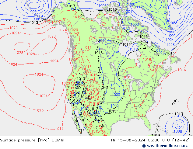 地面气压 ECMWF 星期四 15.08.2024 06 UTC