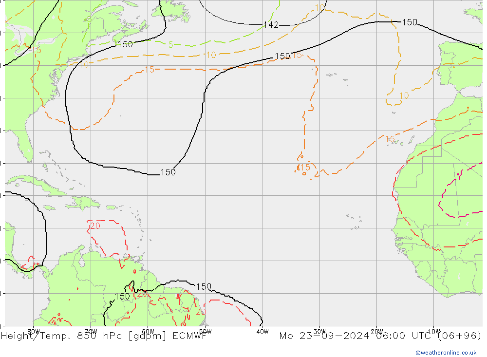 Hoogte/Temp. 850 hPa ECMWF ma 23.09.2024 06 UTC