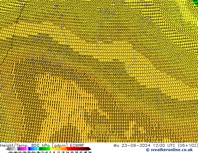 Height/Temp. 850 hPa ECMWF Mo 23.09.2024 12 UTC