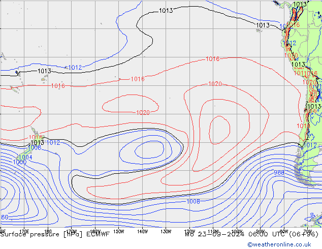 Atmosférický tlak ECMWF Po 23.09.2024 06 UTC