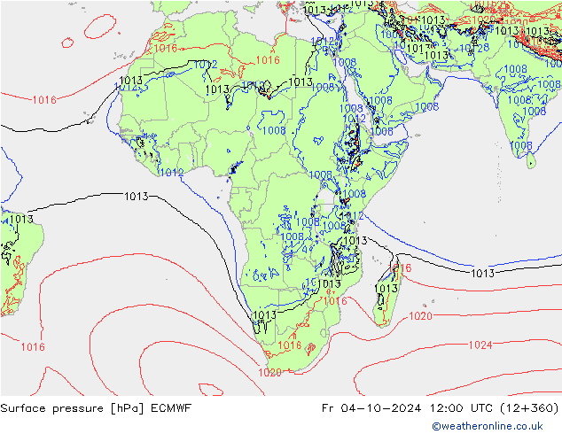 pression de l'air ECMWF ven 04.10.2024 12 UTC