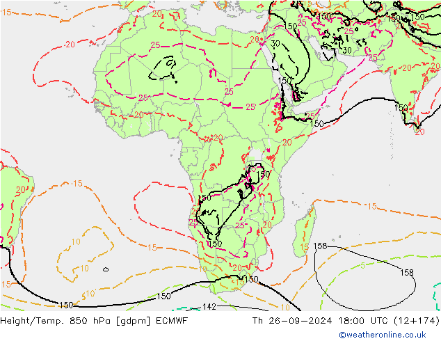 Géop./Temp. 850 hPa ECMWF jeu 26.09.2024 18 UTC