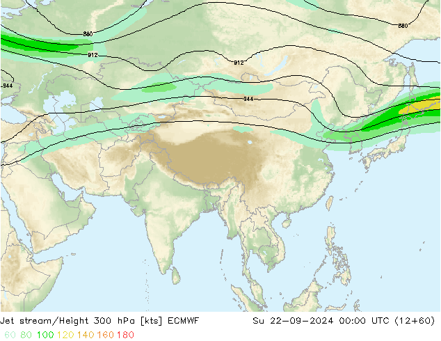 Jet stream/Height 300 hPa ECMWF Su 22.09.2024 00 UTC