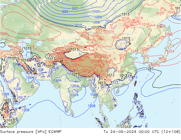 pressão do solo ECMWF Ter 24.09.2024 00 UTC