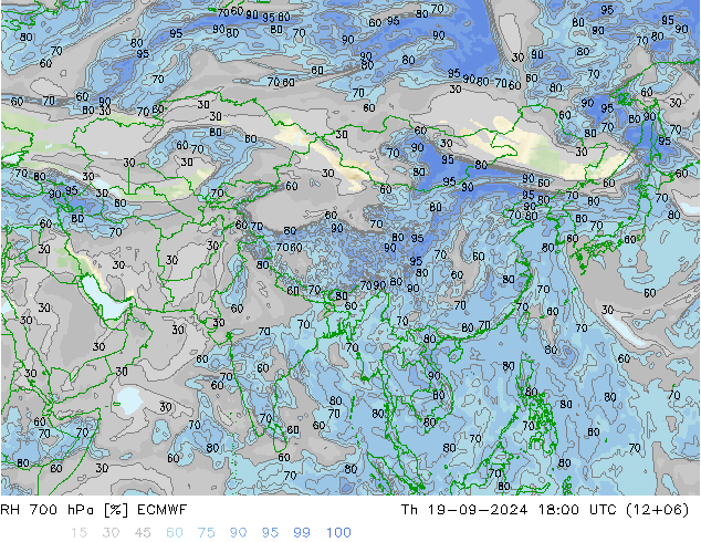 RH 700 hPa ECMWF Th 19.09.2024 18 UTC