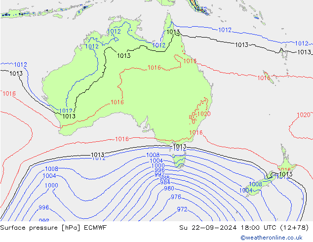 Yer basıncı ECMWF Paz 22.09.2024 18 UTC