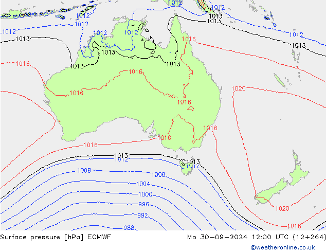 Surface pressure ECMWF Mo 30.09.2024 12 UTC