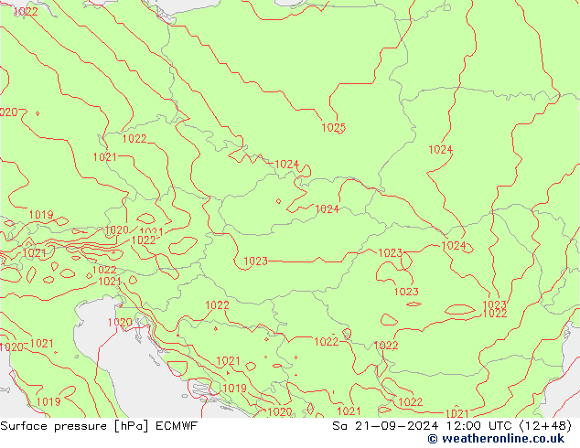 приземное давление ECMWF сб 21.09.2024 12 UTC