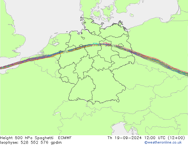 Height 500 гПа Spaghetti ECMWF чт 19.09.2024 12 UTC