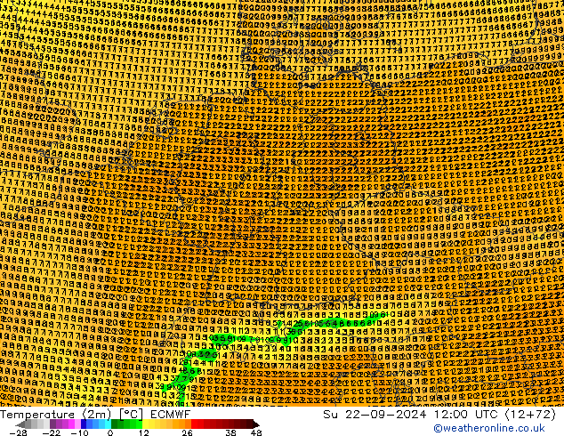 Temperaturkarte (2m) ECMWF So 22.09.2024 12 UTC