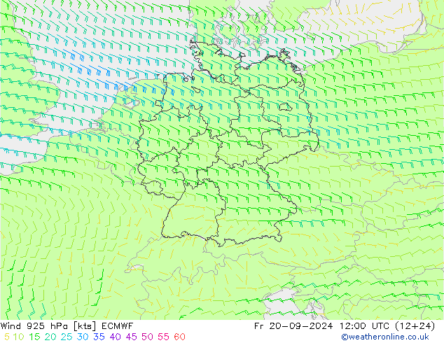 Wind 925 hPa ECMWF Fr 20.09.2024 12 UTC