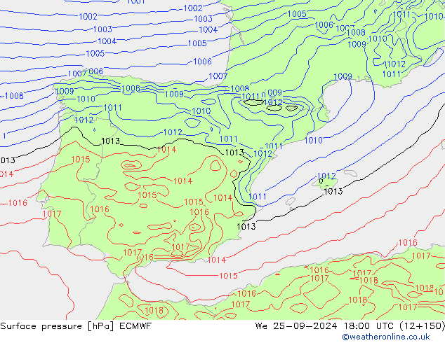 приземное давление ECMWF ср 25.09.2024 18 UTC