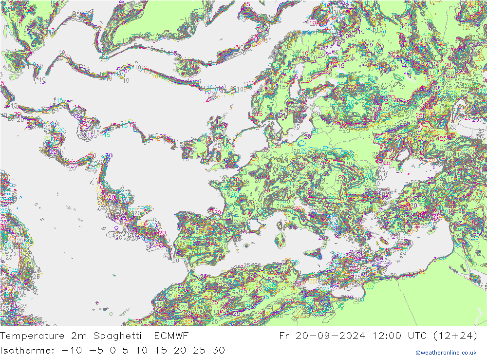 Temperaturkarte Spaghetti ECMWF Fr 20.09.2024 12 UTC