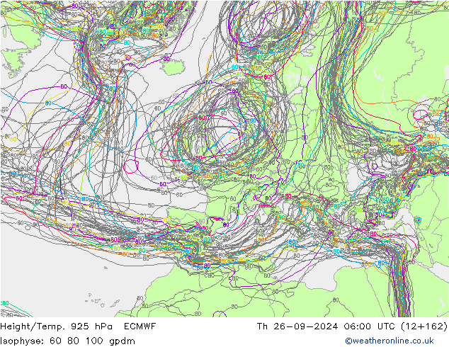 Height/Temp. 925 hPa ECMWF Qui 26.09.2024 06 UTC