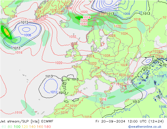 Polarjet/Bodendruck ECMWF Fr 20.09.2024 12 UTC