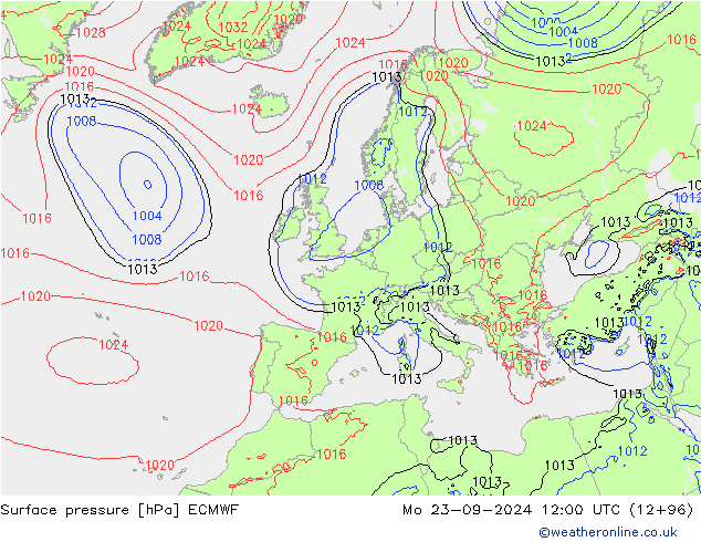 Bodendruck ECMWF Mo 23.09.2024 12 UTC