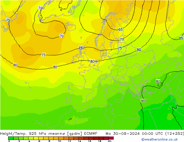 Height/Temp. 925 hPa ECMWF lun 30.09.2024 00 UTC