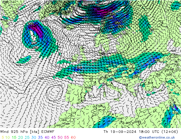 Wind 925 hPa ECMWF Do 19.09.2024 18 UTC