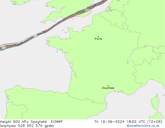 500 hPa Yüksekliği Spaghetti ECMWF Per 19.09.2024 18 UTC