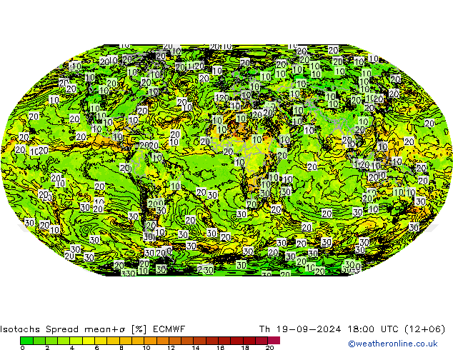 Isotachen Spread ECMWF Do 19.09.2024 18 UTC