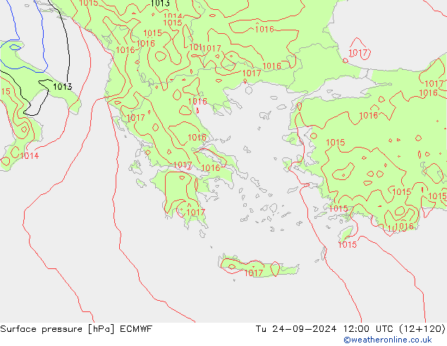 приземное давление ECMWF вт 24.09.2024 12 UTC