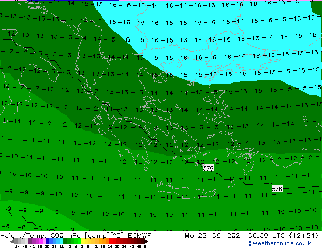 Height/Temp. 500 hPa ECMWF Mo 23.09.2024 00 UTC