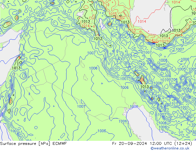 приземное давление ECMWF пт 20.09.2024 12 UTC