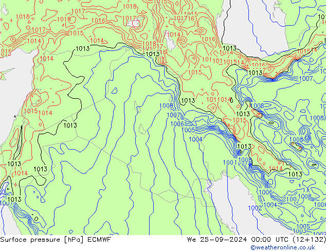 Yer basıncı ECMWF Çar 25.09.2024 00 UTC