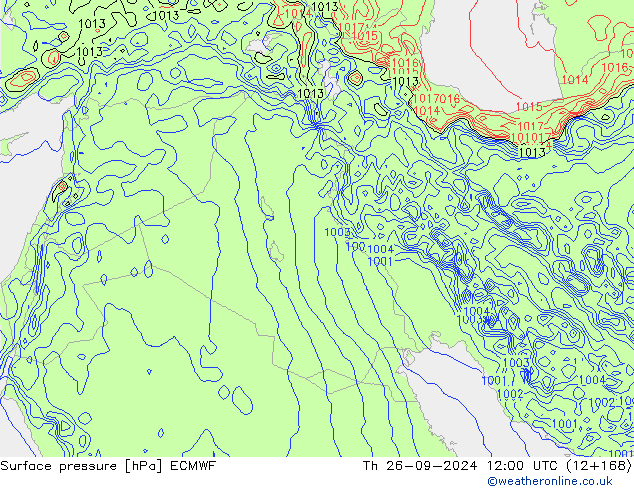 Pressione al suolo ECMWF gio 26.09.2024 12 UTC