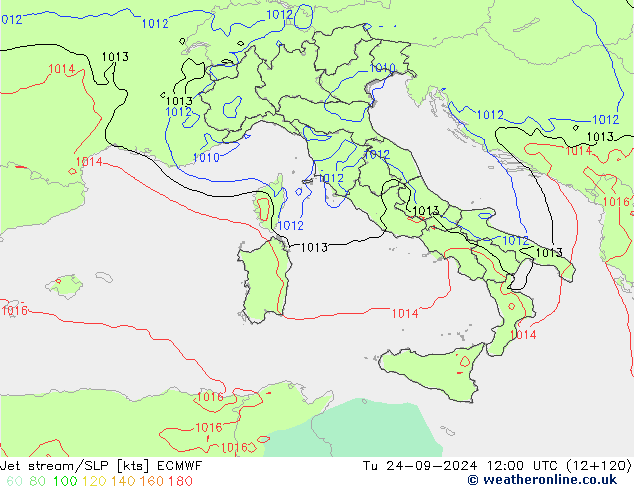 Jet stream/SLP ECMWF Tu 24.09.2024 12 UTC