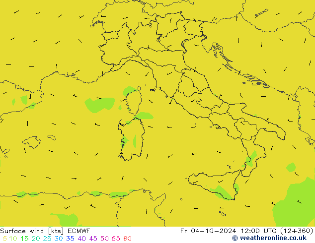 Vento 10 m ECMWF Sex 04.10.2024 12 UTC