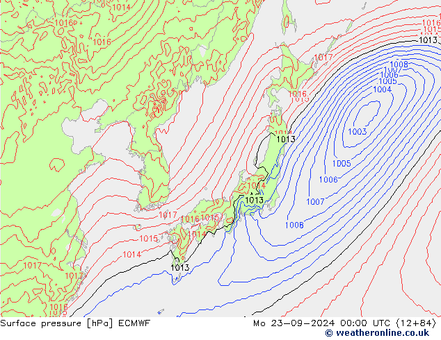 Surface pressure ECMWF Mo 23.09.2024 00 UTC