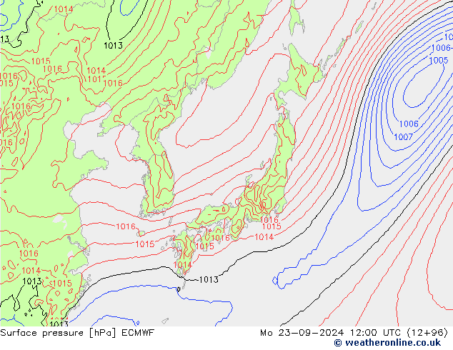 pressão do solo ECMWF Seg 23.09.2024 12 UTC